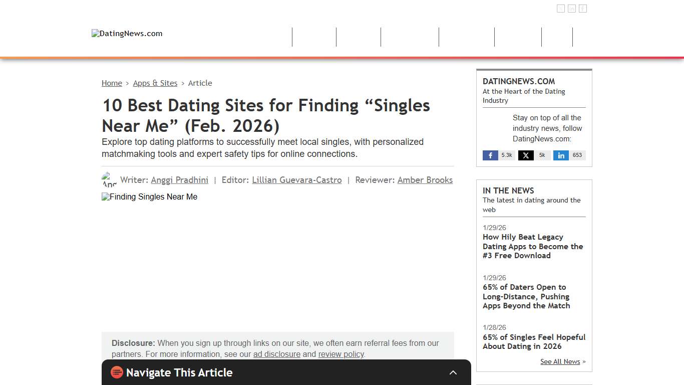 10 Best Dating Sites for Finding “Singles Near Me” (Feb. 2026)